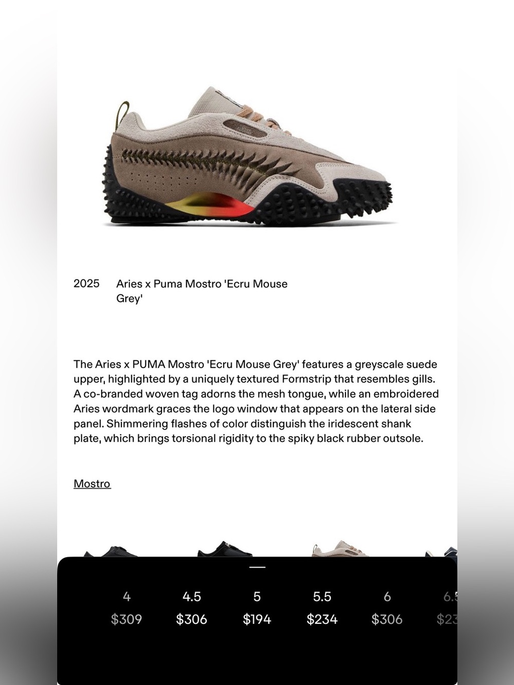 Puma x Aries Mostro ‘Ecro Mouse Grey’